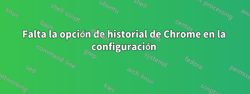 Falta la opción de historial de Chrome en la configuración