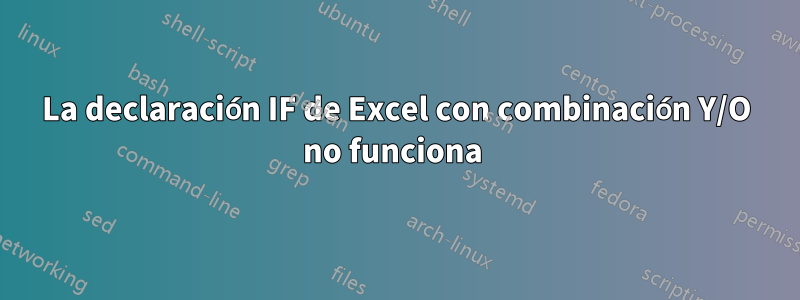 La declaración IF de Excel con combinación Y/O no funciona 