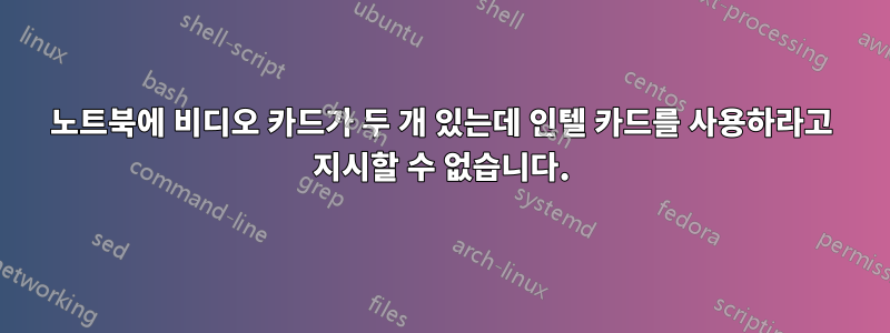 노트북에 비디오 카드가 두 개 있는데 인텔 카드를 사용하라고 지시할 수 없습니다.