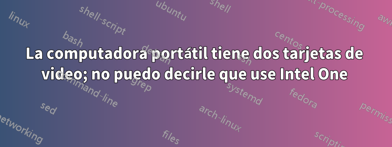 La computadora portátil tiene dos tarjetas de video; no puedo decirle que use Intel One