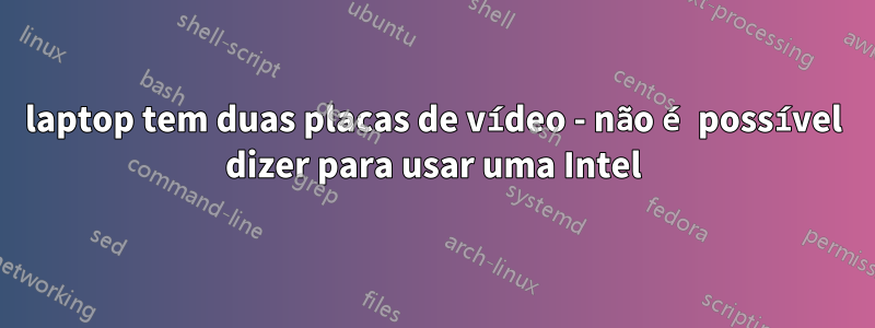 laptop tem duas placas de vídeo - não é possível dizer para usar uma Intel