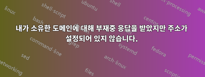 내가 소유한 도메인에 대해 부재중 응답을 받았지만 주소가 설정되어 있지 않습니다.