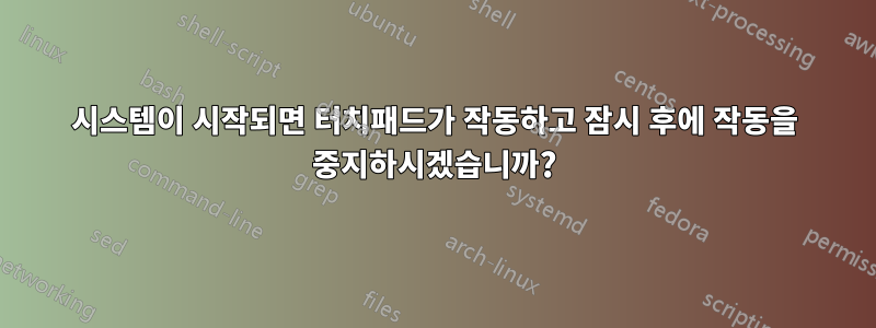 시스템이 시작되면 터치패드가 작동하고 잠시 후에 작동을 중지하시겠습니까?