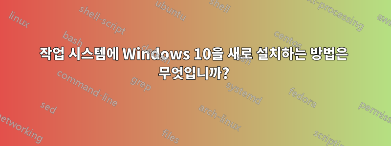 작업 시스템에 Windows 10을 새로 설치하는 방법은 무엇입니까?