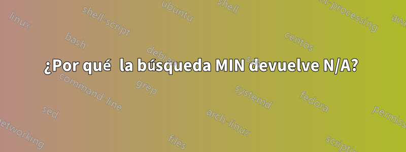 ¿Por qué la búsqueda MIN devuelve N/A?