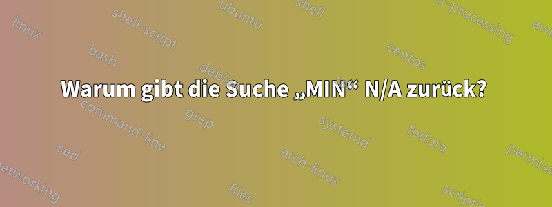 Warum gibt die Suche „MIN“ N/A zurück?