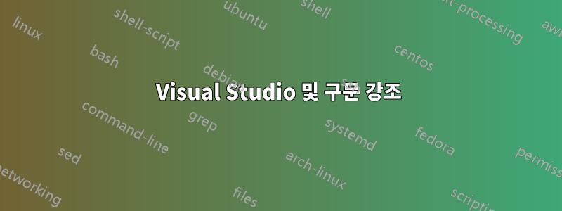 Visual Studio 및 구문 강조
