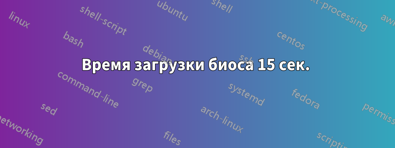 Время загрузки биоса 15 сек.