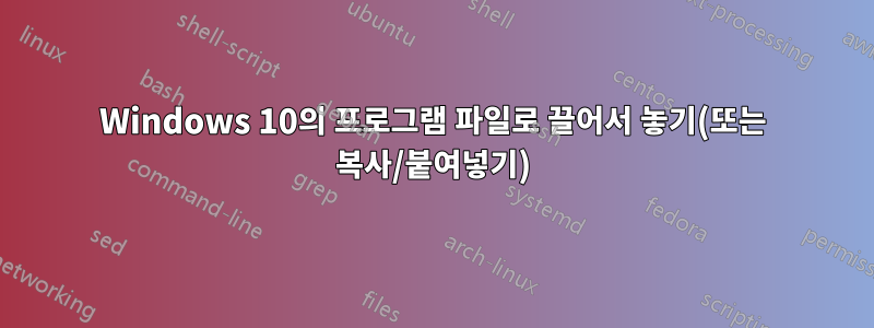 Windows 10의 프로그램 파일로 끌어서 놓기(또는 복사/붙여넣기)