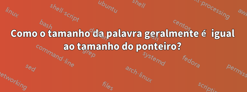 Como o tamanho da palavra geralmente é igual ao tamanho do ponteiro?