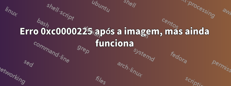 Erro 0xc0000225 após a imagem, mas ainda funciona