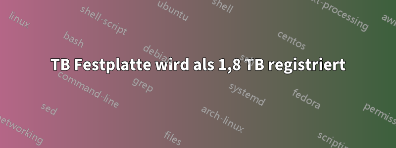 4 TB Festplatte wird als 1,8 TB registriert