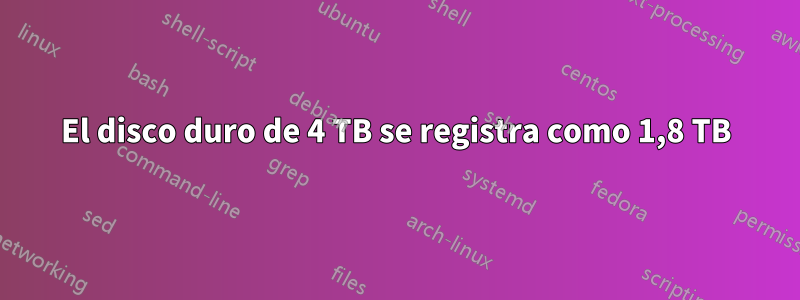 El disco duro de 4 TB se registra como 1,8 TB