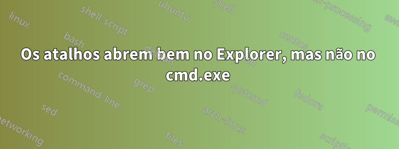 Os atalhos abrem bem no Explorer, mas não no cmd.exe