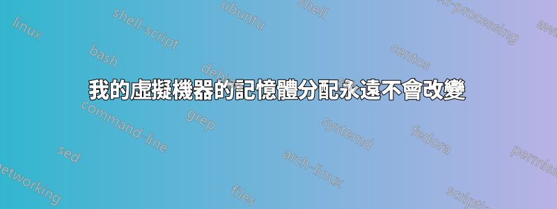 我的虛擬機器的記憶體分配永遠不會改變