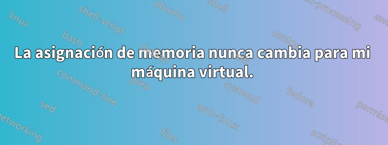 La asignación de memoria nunca cambia para mi máquina virtual.