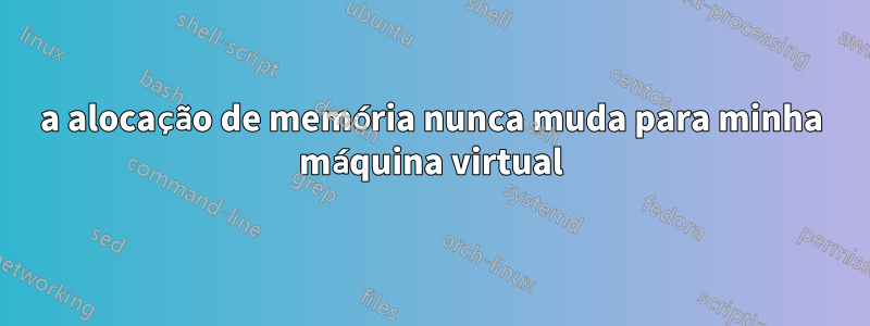 a alocação de memória nunca muda para minha máquina virtual