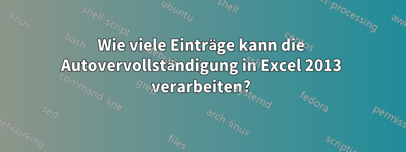 Wie viele Einträge kann die Autovervollständigung in Excel 2013 verarbeiten?