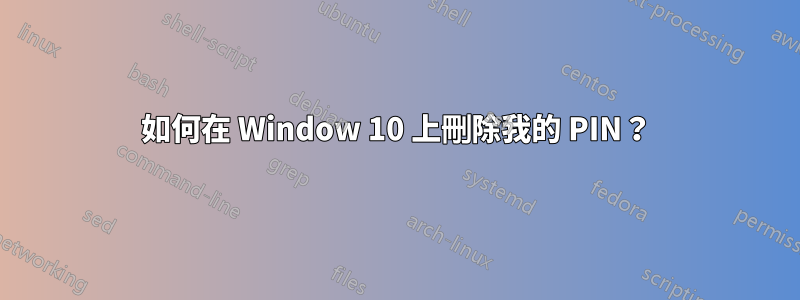 如何在 Window 10 上刪除我的 PIN？