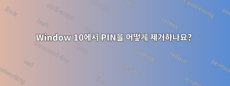 Window 10에서 PIN을 어떻게 제거하나요?