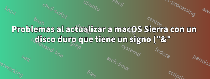 Problemas al actualizar a macOS Sierra con un disco duro que tiene un signo ("&") en su nombre