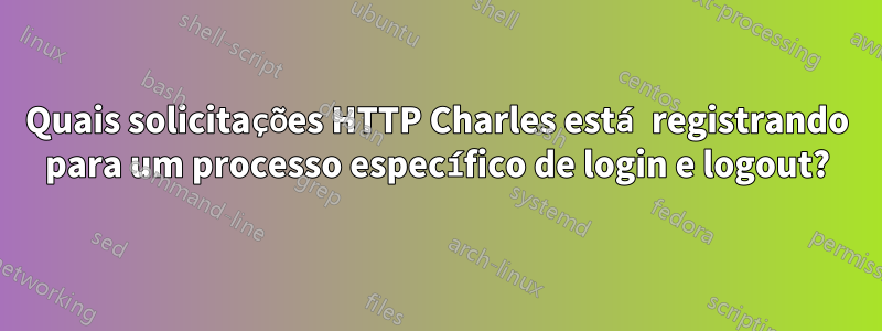 Quais solicitações HTTP Charles está registrando para um processo específico de login e logout?