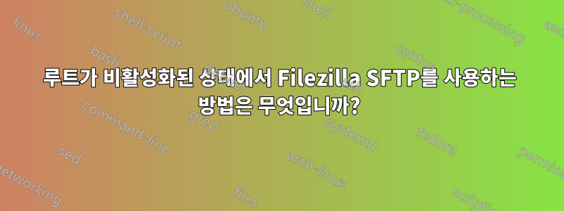 루트가 비활성화된 상태에서 Filezilla SFTP를 사용하는 방법은 무엇입니까?