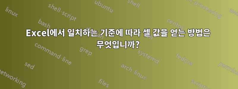 Excel에서 일치하는 기준에 따라 셀 값을 얻는 방법은 무엇입니까?