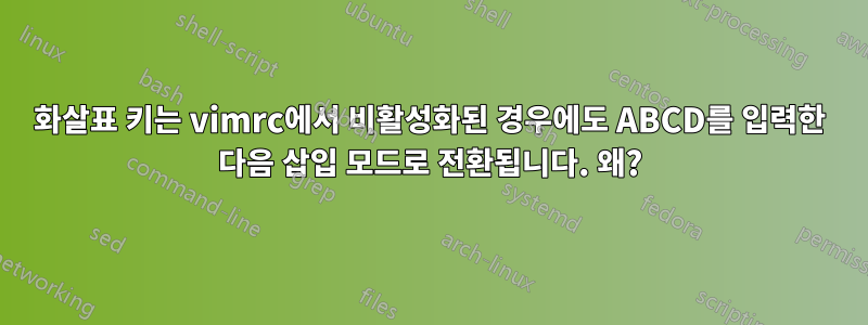 화살표 키는 vimrc에서 비활성화된 경우에도 ABCD를 입력한 다음 삽입 모드로 전환됩니다. 왜?