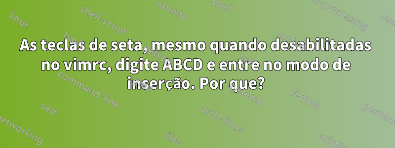 As teclas de seta, mesmo quando desabilitadas no vimrc, digite ABCD e entre no modo de inserção. Por que?