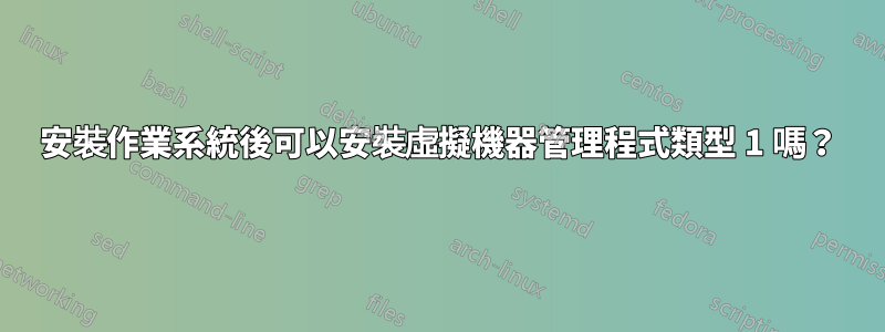 安裝作業系統後可以安裝虛擬機器管理程式類型 1 嗎？