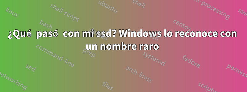 ¿Qué pasó con mi ssd? Windows lo reconoce con un nombre raro