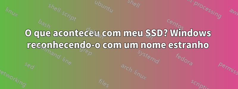 O que aconteceu com meu SSD? Windows reconhecendo-o com um nome estranho