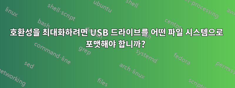 호환성을 최대화하려면 USB 드라이브를 어떤 파일 시스템으로 포맷해야 합니까? 