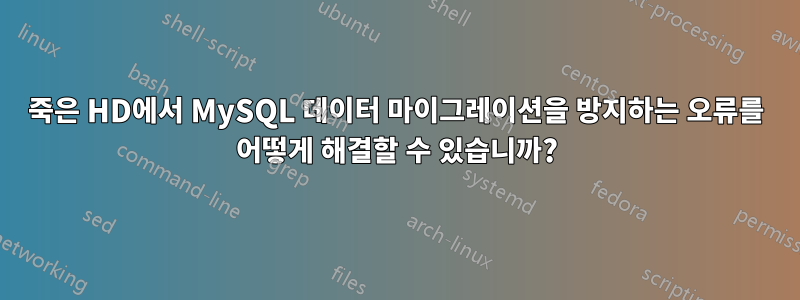 죽은 HD에서 MySQL 데이터 마이그레이션을 방지하는 오류를 어떻게 해결할 수 있습니까?