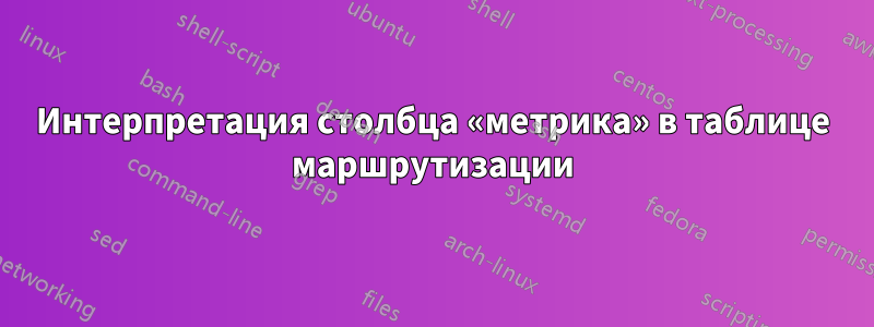 Интерпретация столбца «метрика» в таблице маршрутизации