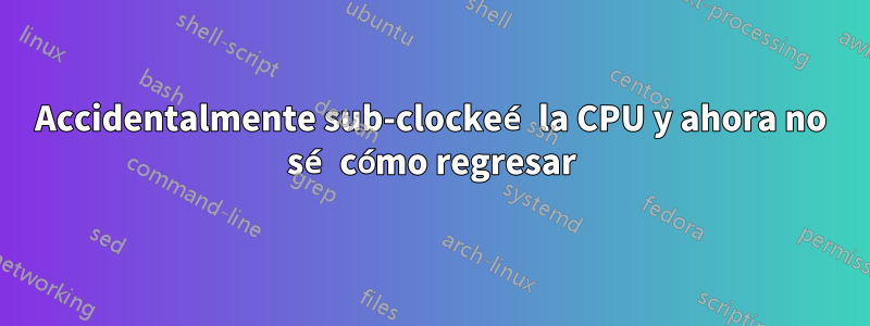 Accidentalmente sub-clockeé la CPU y ahora no sé cómo regresar