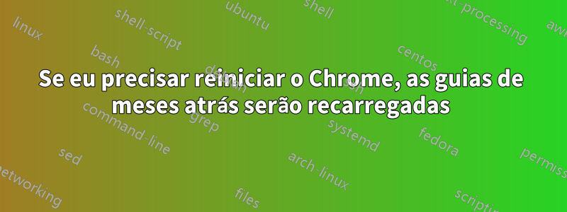 Se eu precisar reiniciar o Chrome, as guias de meses atrás serão recarregadas