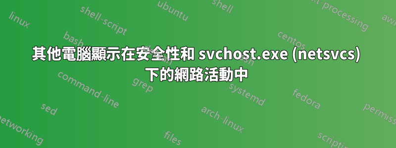 其他電腦顯示在安全性和 svchost.exe (netsvcs) 下的網路活動中