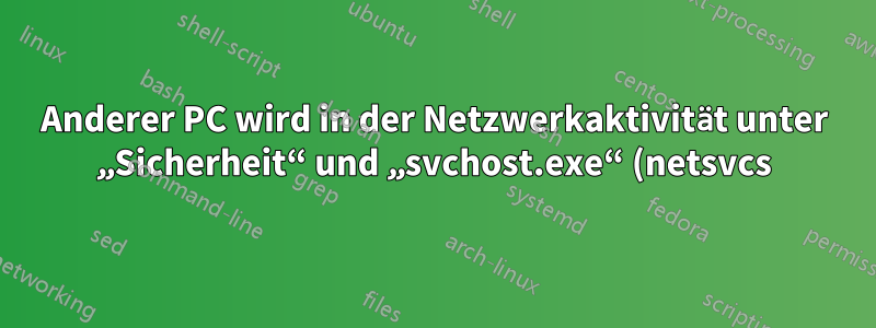 Anderer PC wird in der Netzwerkaktivität unter „Sicherheit“ und „svchost.exe“ (netsvcs) angezeigt