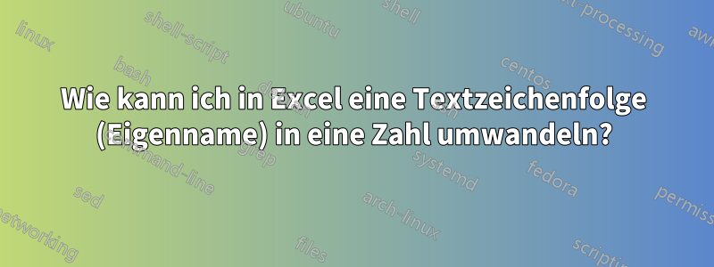 Wie kann ich in Excel eine Textzeichenfolge (Eigenname) in eine Zahl umwandeln?