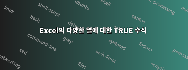 Excel의 다양한 열에 대한 TRUE 수식