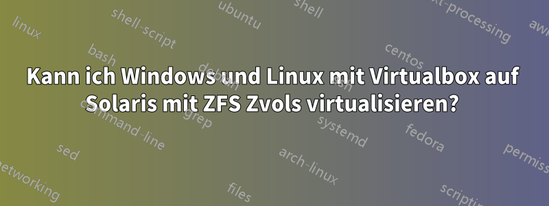 Kann ich Windows und Linux mit Virtualbox auf Solaris mit ZFS Zvols virtualisieren?