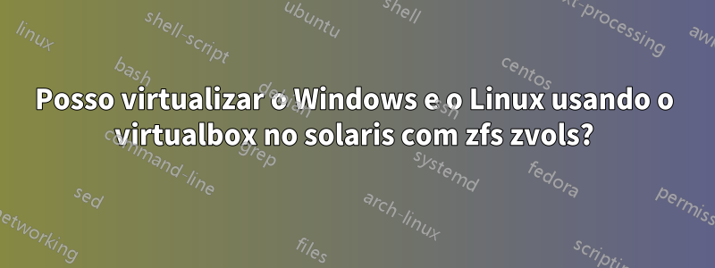 Posso virtualizar o Windows e o Linux usando o virtualbox no solaris com zfs zvols?