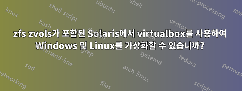 zfs zvols가 포함된 Solaris에서 virtualbox를 사용하여 Windows 및 Linux를 가상화할 수 있습니까?