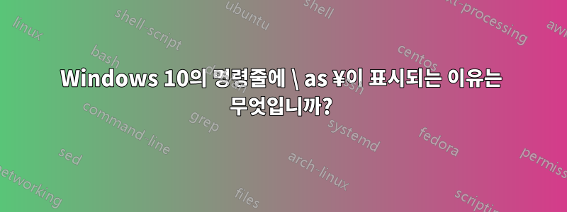 Windows 10의 명령줄에 \ ‎as ‎¥이 표시되는 이유는 무엇입니까?