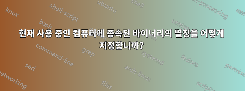 현재 사용 중인 컴퓨터에 종속된 바이너리의 별칭을 어떻게 지정합니까?