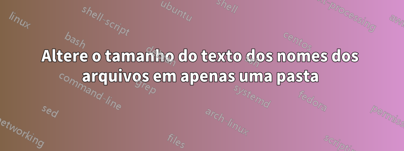 Altere o tamanho do texto dos nomes dos arquivos em apenas uma pasta