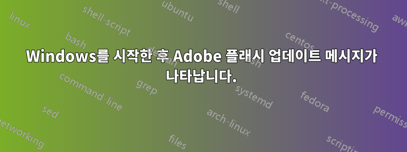 Windows를 시작한 후 Adobe 플래시 업데이트 메시지가 나타납니다.