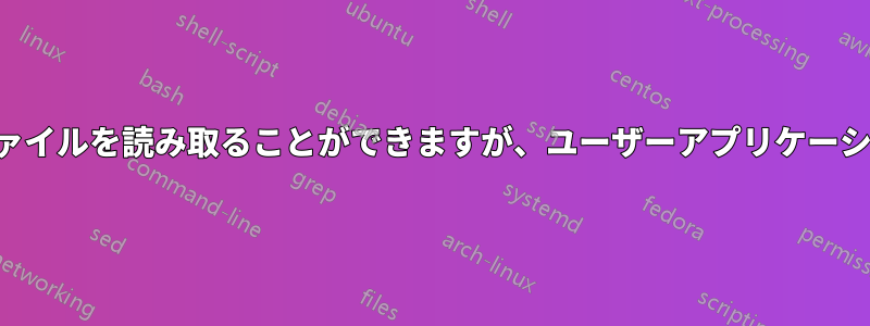 アプリケーションはファイルを読み取ることができますが、ユーザーアプリケーションは実行できません